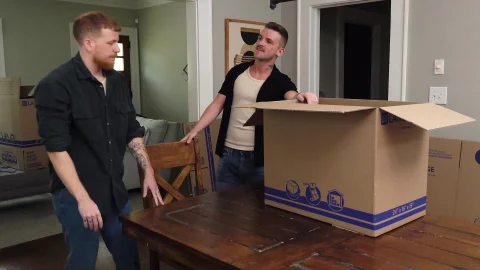 Blowjob starts our morning packing routine