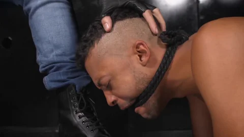 FetishMen: Black Bondage Mask Hides Vini's Humble Expression